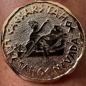 Vintage 1970's Caesars Palace Las Vegas Nevada Gold Tone Pendant Necklace